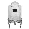 Beverage Dispenser, 2.5 Gallon Drink Dispensers for Parties, Glass Juice Dispenser with Metal Stand, Stainless Steel Spigot