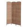 Wicker Room Divider 6' 3-Panel Freestanding Privacy Screen Folding Natural