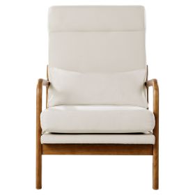 Accent Chair, High Back Mid Century Modern Armchair with Solid Wood Frame and Non-Slip Legs