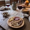 Mediterranean Olive Wood 7-Inch Dual-Compartment Snack Dish with S-Curve Divider, Hand-Carved Personal Charcuterie & Tapas Serving Plate