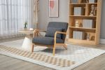 Mid Century Modern Accent Chair with Solid Wood Frame, Upholstered Living Room Chairs with Waist Cushion, Reading Armchair for Bedroom Sunroom