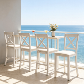 Set of 4 Counter Height Stools with Footrest for Kitchen Bar Dining Room Decorative Furniture