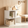 Modern S-Shaped 3-Tier End Table with 4 Storage Cubes - Side Table Organization Home Decor