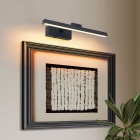 16inch Black Bathroom Light Fixtures Over Mirror Modern Dimmable LED Vanity Light for Bathroom Wall Lighting
