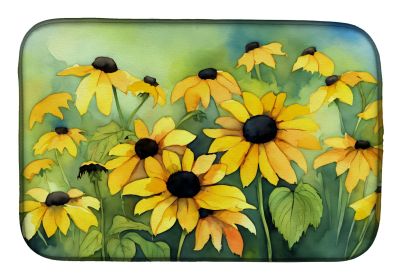Maryland Black-Eyed Susans in Watercolor Dish Drying Mat Absorbent Dish Drying Mat Pad for Kitchen Counter Dish Drainer Mat for Countertop, 14 x 21"