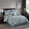 8 Piece Jacquard Comforter Set Aqua/Silver King