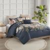 8 Piece Cotton Comforter Set Navy Queen