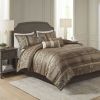 7 Piece Jacquard Comforter Set Brown/Gold King
