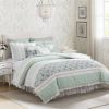 9 Piece Cotton Percale Comforter Set Aqua Queen