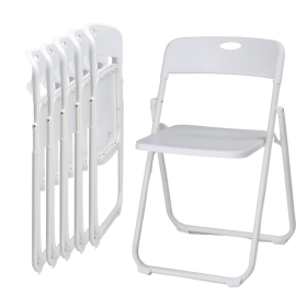 6 Pack Plastic Folding Chairs, Stackable Commercial Chairs, Portable Event Seats Indoor Outdoor for Home Event Party Picnic School Wedding, White