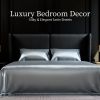 Satin Bed Sheets, Queen Size Sheets Set, 4 Pcs Silky Bedding Set with 15 Inches Deep Pocket for Mattress (Queen, Grey)