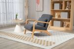 Mid Century Modern Accent Chair with Solid Wood Frame, Upholstered Living Room Chairs with Waist Cushion, Reading Armchair for Bedroom Sunroom