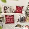 Merry Christmas Snowman Let It Snow Throw Pillow Covers, 18 x 18 Inch Xmas Tree Winter Holiday Cushion Case Decoration for Sofa Couch Set of 4