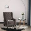 Dark Brown Button-Tufted Accent Chair with Round Armrests, Wood Legs for Living Room