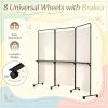 3-Panel Room Divider with Shelves 6FT Tall Folding Privacy Screen Partition with Lockable Wheels for Home Office Organization