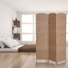 Wicker Room Divider 6' 3-Panel Freestanding Privacy Screen Folding Natural