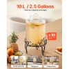 Beverage Dispenser, 2.5 Gallon Drink Dispensers for Parties, Glass Juice Dispenser with Metal Stand, Stainless Steel Spigot