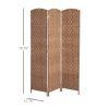 Wicker Room Divider 6' 3-Panel Freestanding Privacy Screen Folding Natural