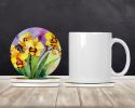 Orchids in Watercolor Large Sandstone Coasters Pack of 4 Absorbent Round Coasters Decor Gifts for Men or Women, 4 in, Multicolor