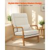 Accent Chair, High Back Mid Century Modern Armchair with Solid Wood Frame and Non-Slip Legs