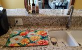 Chrysanthemums in Watercolor Dish Drying Mat Absorbent Dish Drying Mat Pad for Kitchen Counter Dish Drainer Mat for Countertop, 14 x 21", Multicolor