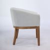 Mid Century Modern Upholstered Barrel Dining Chairs with Arms,Farmhouse Linen Kitchen & Dining Room Chairs with Natural Hardwood Frame