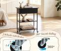 Lift Top End Table with Charging Station And Universal Wheels Modern Storage Ottoman Coffee Table with USB And AC Outlets for Living Room Bedroom