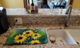 Kentucky Goldenrod in Watercolor Dish Drying Mat Absorbent Dish Drying Mat Pad for Kitchen Counter Dish Drainer Mat for Countertop, 14 x 21"