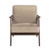 Mid-Century Modern Design 1pc Accent Chair Light Brown Velvet Upholstery Dark Walnut Finish Wood, High-Resiliency Foam Cushions