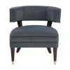 Elegant Style Accent Chair Dark Gray Velvet Upholstery Barrel-Back Solid Wood Luxury Living Room Furniture 1pc