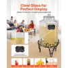 Beverage Dispenser, 2.5 Gallon Drink Dispensers for Parties, Glass Juice Dispenser with Metal Stand, Stainless Steel Spigot