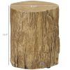 Tree Stump Stool Side Table Round Tabletop Wood Grain Finish Indoor Outdoor Natural