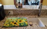 Maryland Black-Eyed Susans in Watercolor Dish Drying Mat Absorbent Dish Drying Mat Pad for Kitchen Counter Dish Drainer Mat for Countertop, 14 x 21"