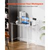Acrylic Table, 2 Tiers Clear Office Desk with Monitor Stand, Acrylic Study Computer Desk, Modern Side End Table Nightstand for Bedroom, Office, Study