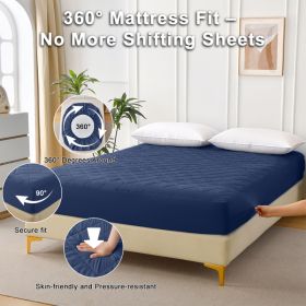 Diamond Grid Ultrasonic Waterproof Mattress Protector (Option: Navy blue-T)