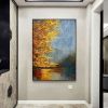 Handmade Oil Painting River Landscape Painting Original Oil Painting on Canvas Autumn Painting Trees Wall Art Boho Wall Decor Home Decor Bedroom Decor