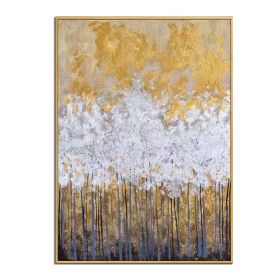Knife drawn textured art on canvas handmade gold and silver landscape wall art picture poster for living room Entrance no framed (size: 150x220cm)