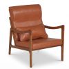 Modern Accent Chair with Solid Rubber Wood Upholstered Armchair