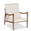 Modern Accent Chair with Solid Rubber Wood Upholstered Armchair