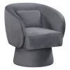 Swivel Accent Chair Upholstered Barrel Chair with Curved Back and Removable Lumbar Pillow