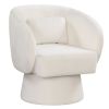 Swivel Accent Chair Upholstered Barrel Chair with Curved Back and Removable Lumbar Pillow