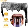 Halloween Fireplace Mantle Scarf - 96x18 Inch Black Lace Scarf with Spider Web, Bat & Spider Design, Lightweight Durable - Ideal for Haunted House