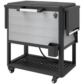 104 Quart Large Capacity Outdoor Cooler Cart, Patio Rolling Ice Chest With Bottle Opener Shelves Wheels, Gray (Option: Gray)