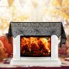 Halloween Fireplace Mantle Scarf - 96x18 Inch Black Lace Scarf with Spider Web, Bat & Spider Design, Lightweight Durable - Ideal for Haunted House