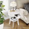 2-Tier Wood Round End Table with Open Drawer