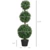 Set of 2 Artificial Ball Boxwood Topiary Trees, Fake Plants in Pot for Indoor Outdoor Living Room Green