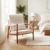 Modern Accent Chair with Solid Rubber Wood Upholstered Armchair