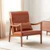 Modern Accent Chair with Solid Rubber Wood Upholstered Armchair