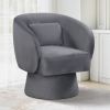 Swivel Accent Chair Upholstered Barrel Chair with Curved Back and Removable Lumbar Pillow