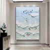 Handmade The Beach Joys Ocean Surfing Art Hand Painted Extra Large Heavy Textured 3D Minimalist Swimming Art Abstract Oil Painting Contemporary Art
